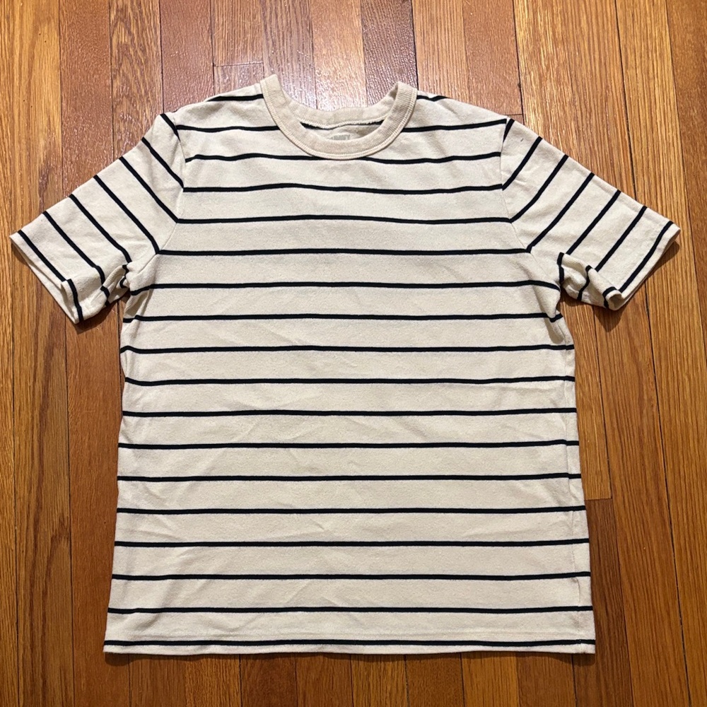 Striped Beige and Navy Blue Men's Shirt